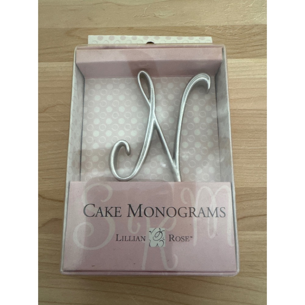 Lillian Rose Cake Monogram Letter N Brushed Silver‎ Wedding Cake Topper CM700 N